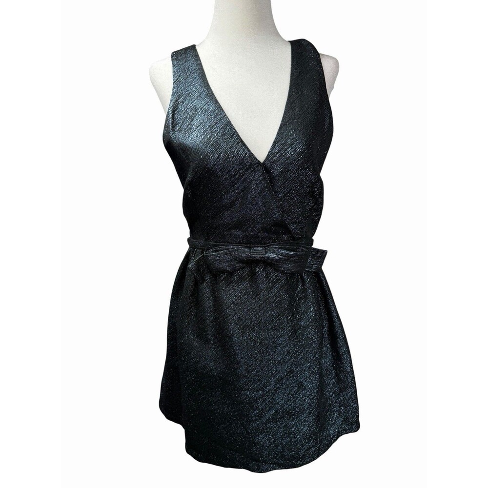 Parker Claudette Metallic Shimmer Fit & Flare Cocktail Dress - Size S Gunmetal - Picture 3 of 10